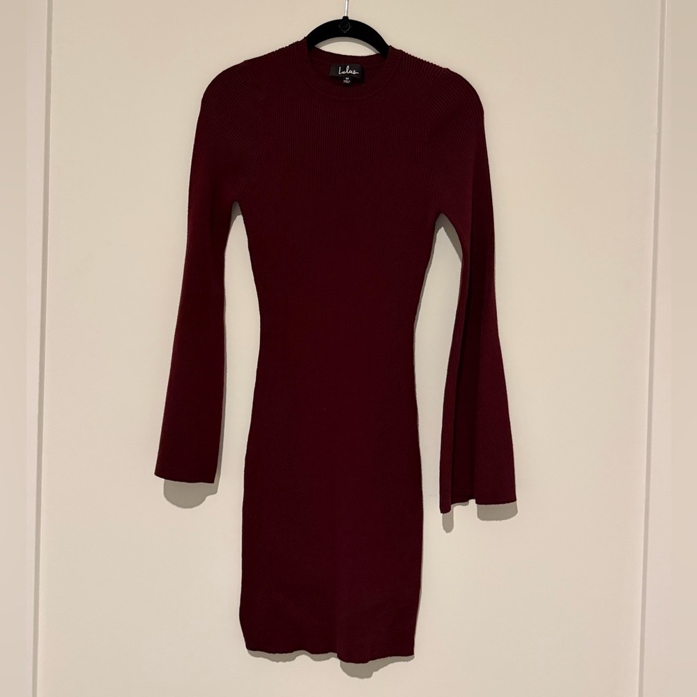 Lulu's Deep Red Long Sleeve Dress